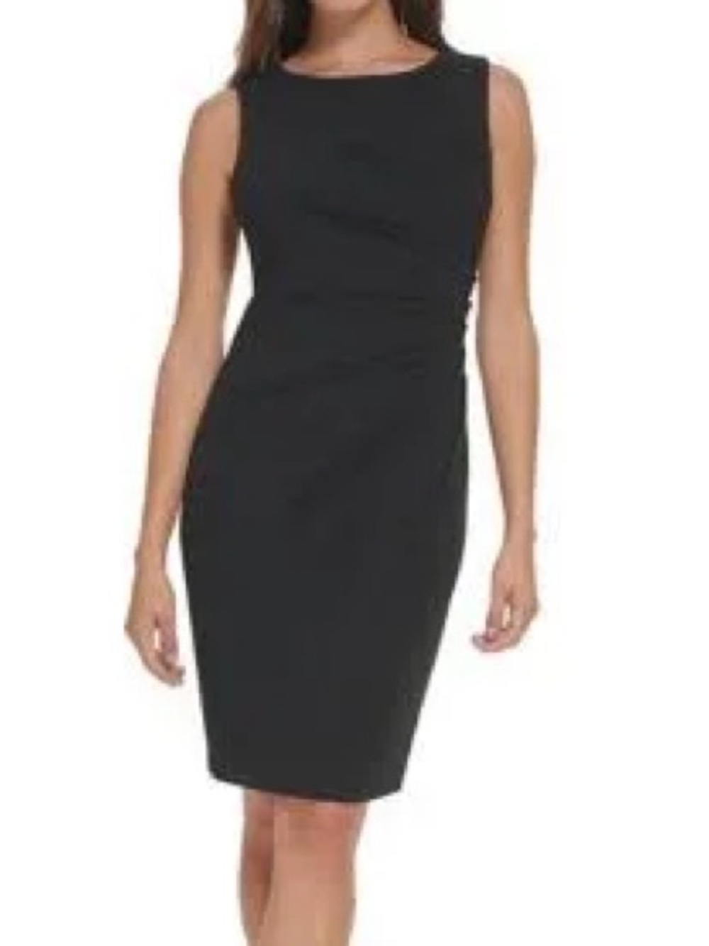 Calvin Klein Black Ruched Sheath Dress Career Cocktail Womens Size 6